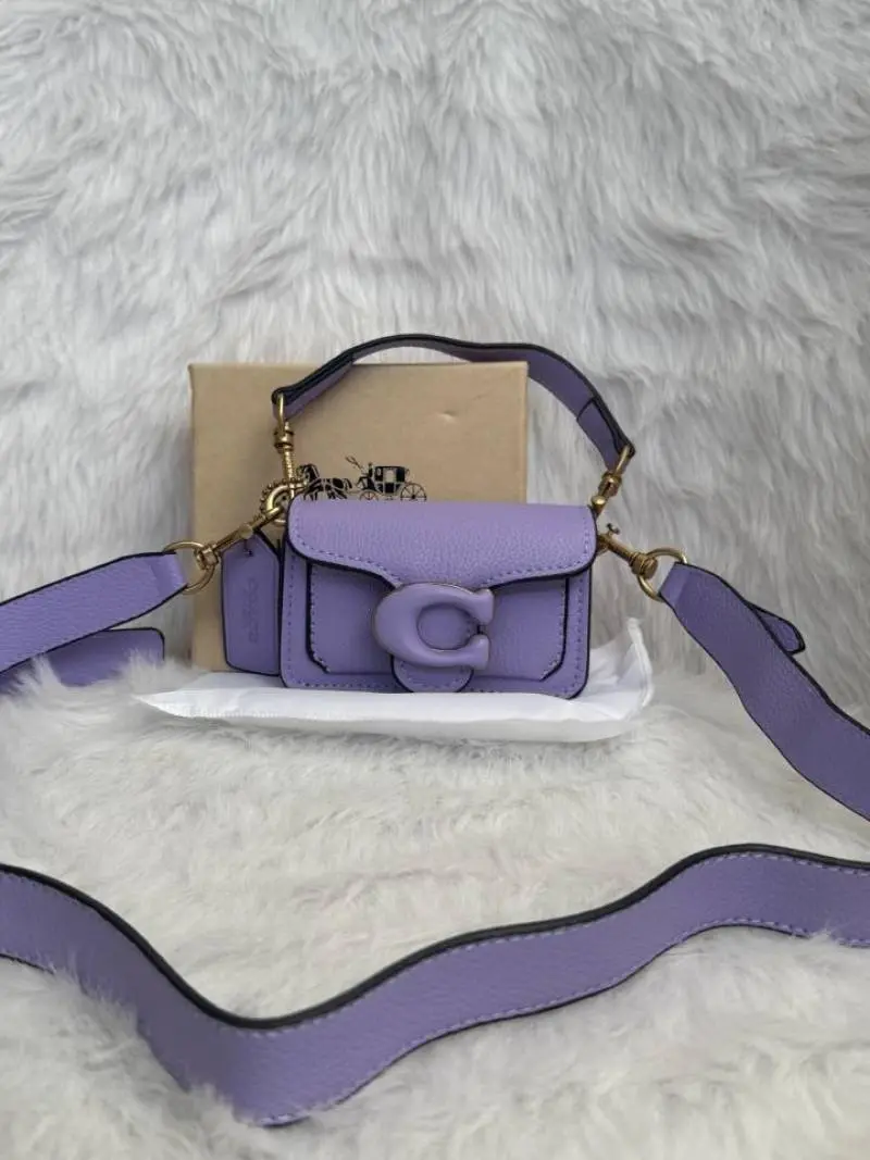 Coach Tabby 12 Purple Mini With Original Box LongSling SmallBelt DustCover PremiumPacking - Image 2