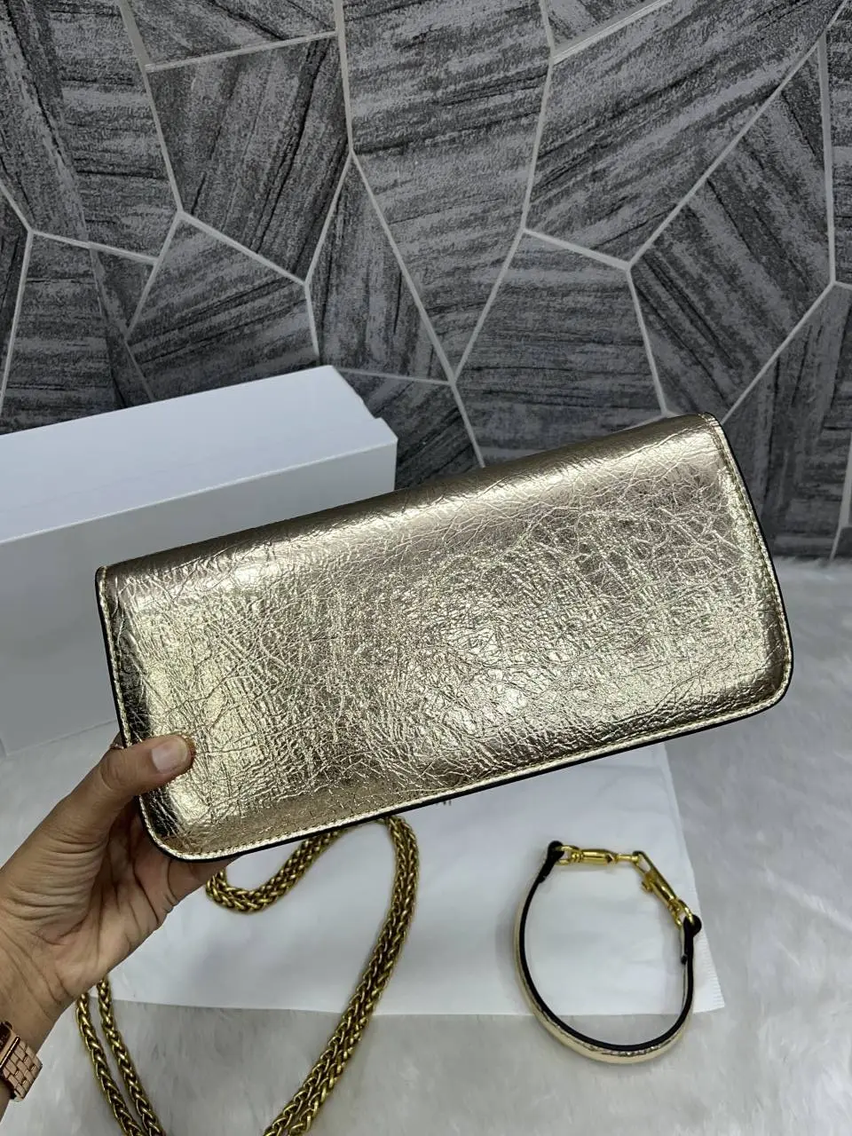Valentino V Logo Long Shoulder Bag Clutch With Original Packing - Image 3