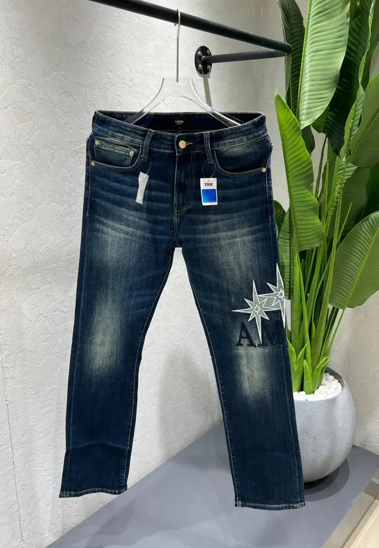 Amir Blue Shade Straight Fit Premium Imported Stretchable Lycra Fabric Denim with Embroidered Work 4531 - Image 2