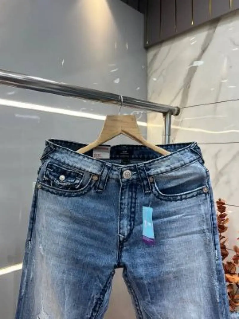 True Religion Straight fit Premium Imported Stretchable Lycra Fabric Denim with Back Pocket Embroidered Design 3948 - Image 4