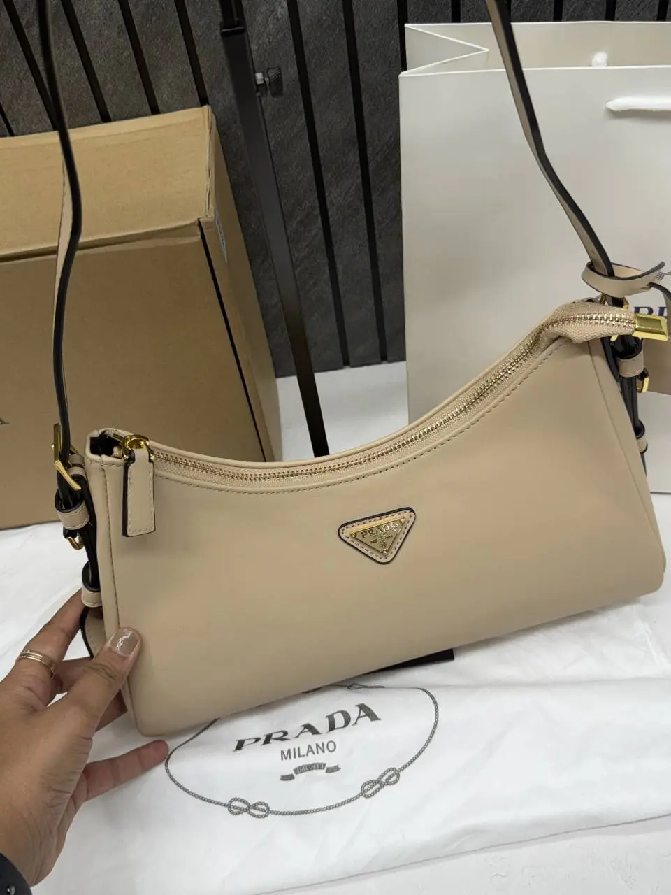 Prada CB Aimee ShoulderBag With OriginalBox CarryBag - Image 8