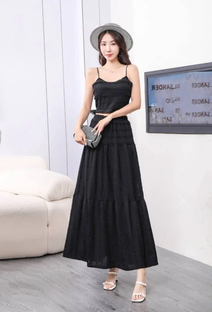 Br Women Long Skirt & Top No Ribbon Black SB162-BK