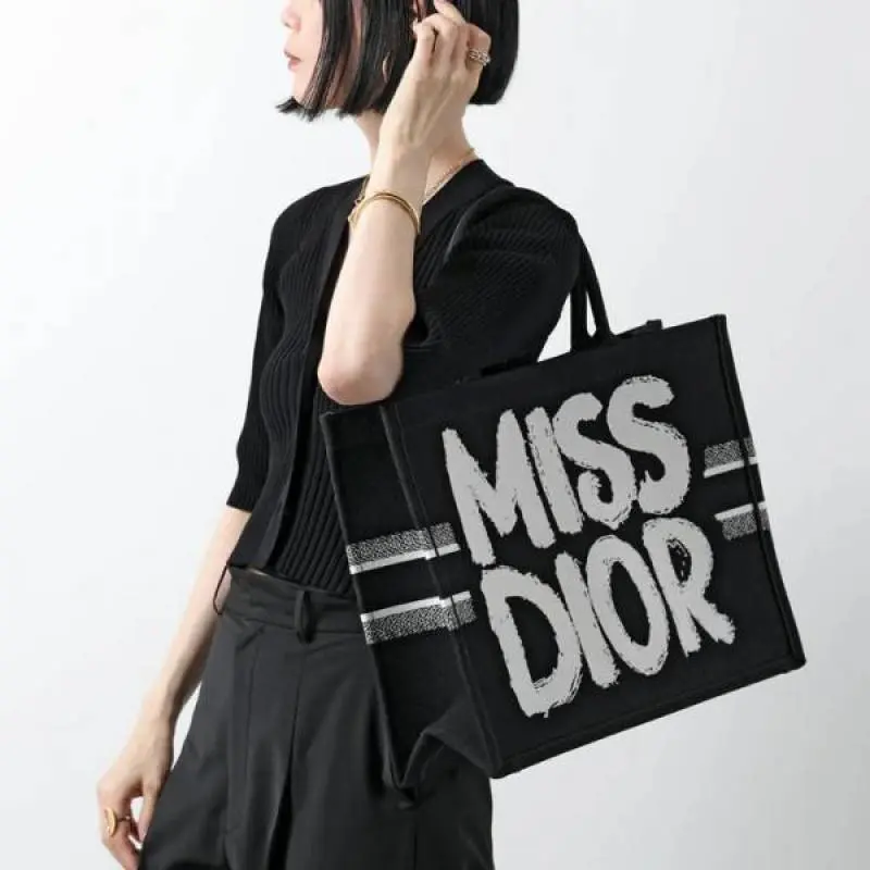 Miss Dioor Graffiti Book Large Tote With OG Box & Dust Bag & Scarf (Black - 1027) - Image 4