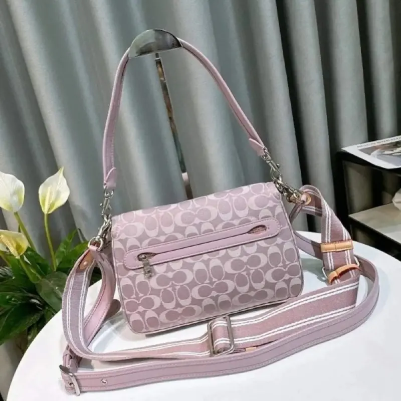 Coach Soft Tabby Premium Quality Shoulder Bag With OG Magnetic Box & Dust Bag & 2 Belts (Pink-644) - Image 7