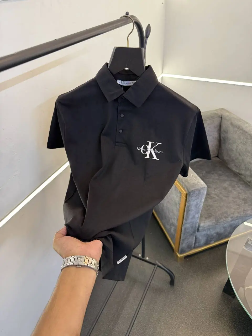 Calvin kline black front and back print turkish imported polo Tshirt - Image 2