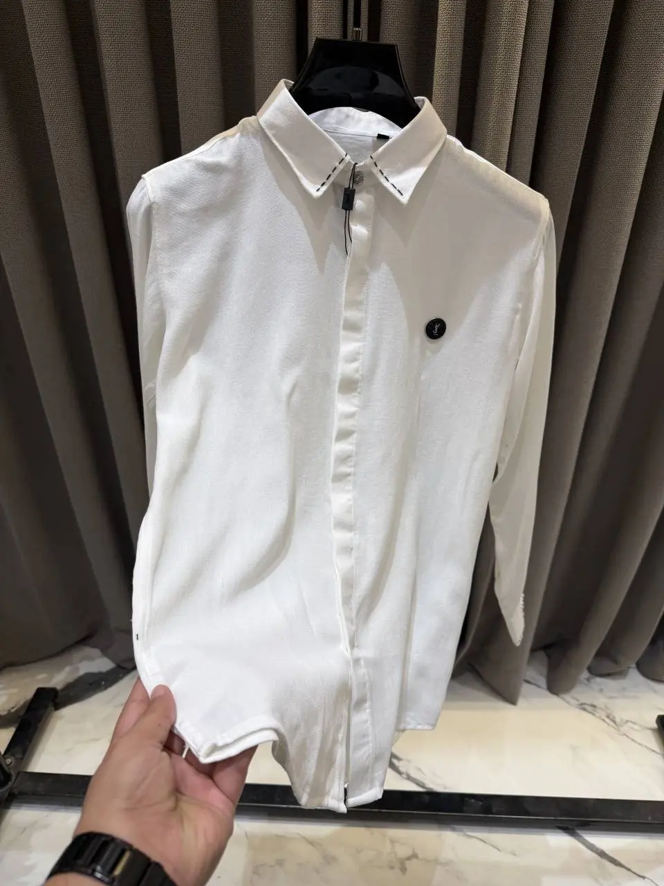 YSL White Premium imp Linen Shirt - Image 3