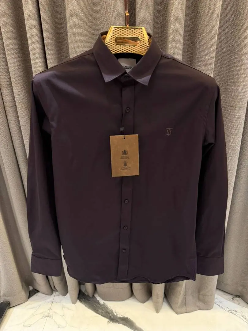 Burberry Chest Logo Full Sleeves Shirt Maroon - Image 2