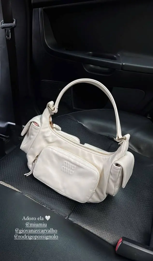 Miu Miu White Leather Pocket Bag With Original Box & Dust Cover Packing