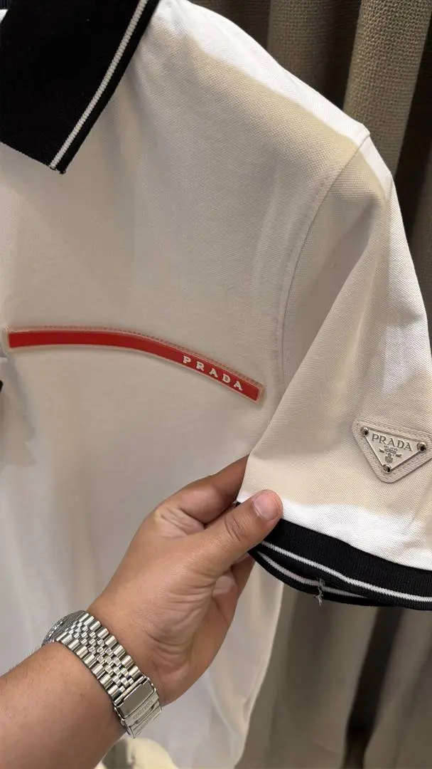 Prada Premium Side Embossed Logo Polo White - Image 3