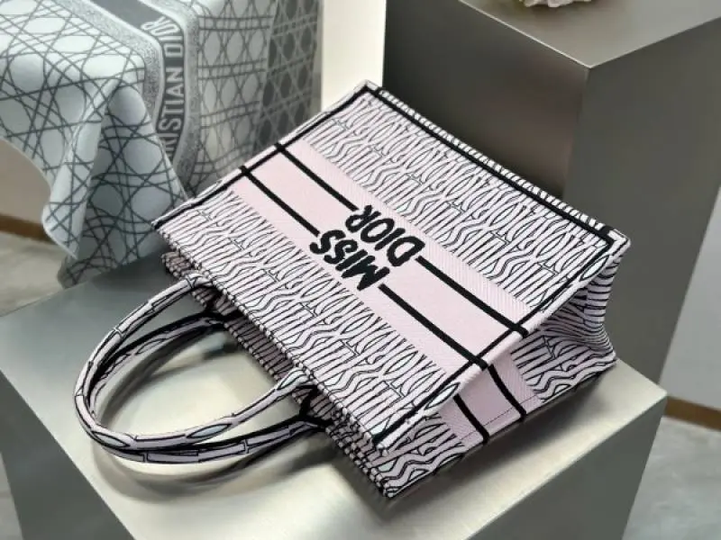 Miss Dioor Book Large Tote With OG Box & Dust Bag & Scarf (L Pink - 1033) - Image 2