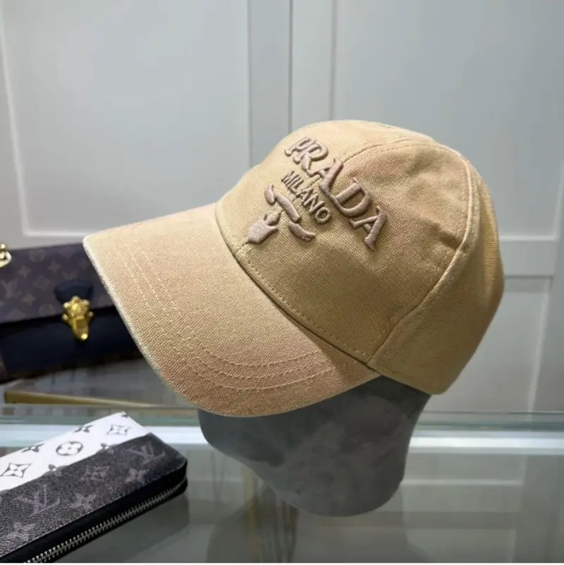 Prada Milano Beige Baseball Canvas Premium Unisex Cap (With Safety Box) - Image 5