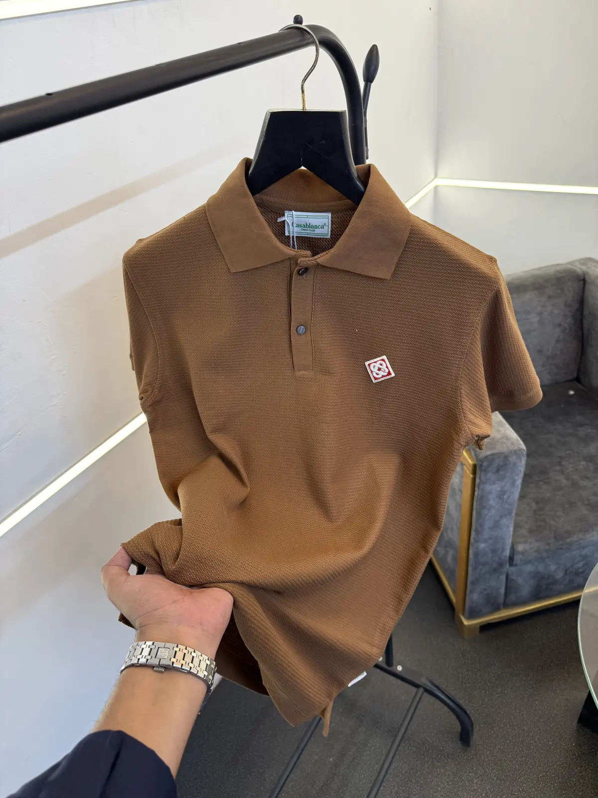 Casablanca brown imported knitted fabric polo tshirt - Image 2