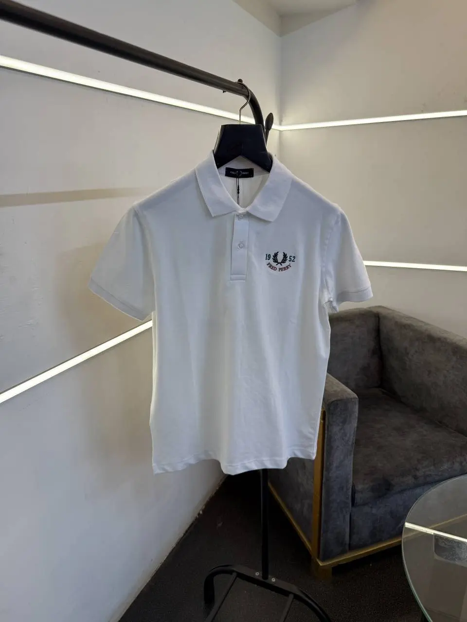 Fred perry imported polo tshirt white front and back embroidery sale