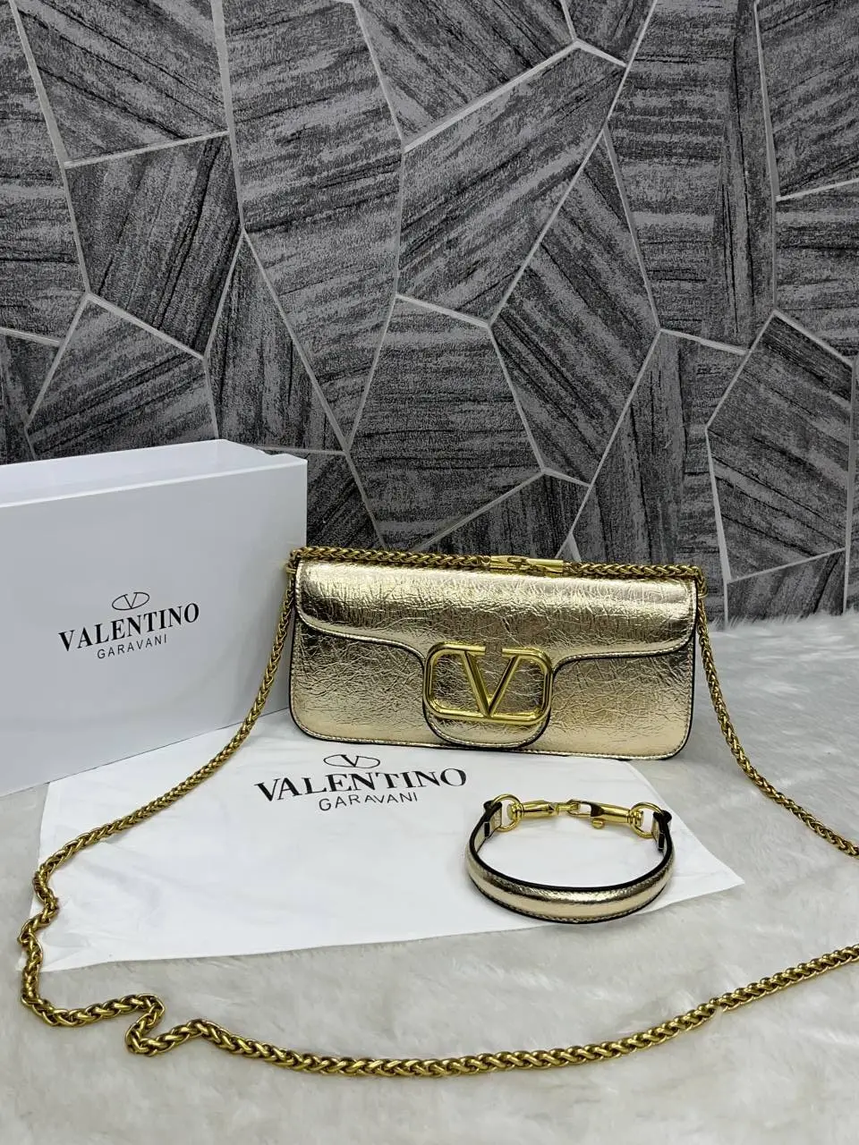 Valentino V Logo Long Shoulder Bag Clutch With Original Packing