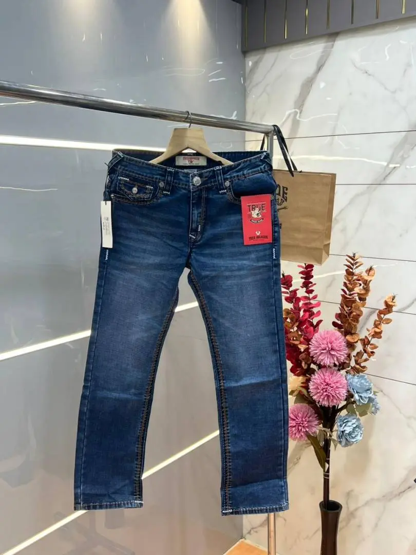 True Religio n Blue Shade Straight fit Premium Imported Stretchable Lycra Fabric Denim with Back Flap pocket Design 3690 - Image 5