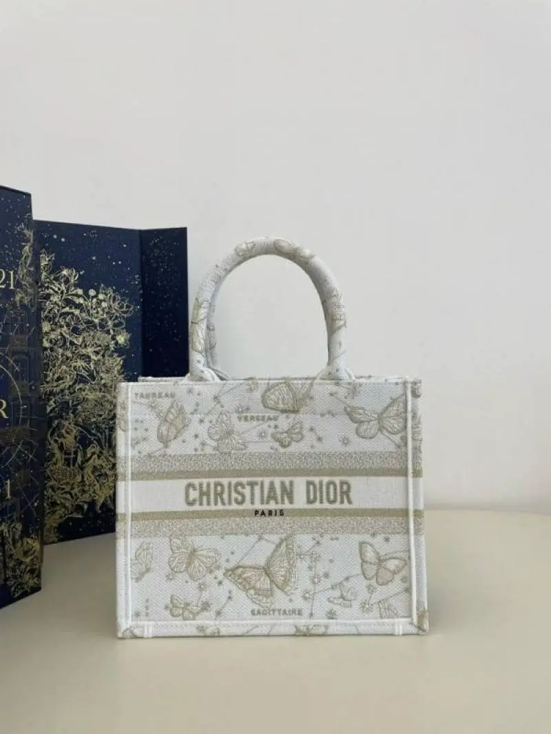 Dior Book Mini Tote Premium Oblique With OG Box & Dust Bag & Scarf (Butterfly-957) - Image 3