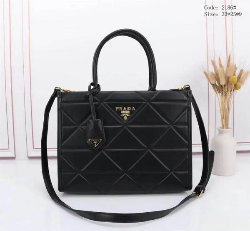 Prada Leather Symbole Large Tote Bag With Dust Bag (Black-403) - Image 2