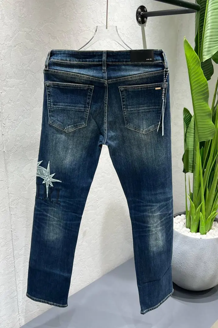 Amir Blue Shade Straight Fit Premium Imported Stretchable Lycra Fabric Denim with Embroidered Work 4531 - Image 3