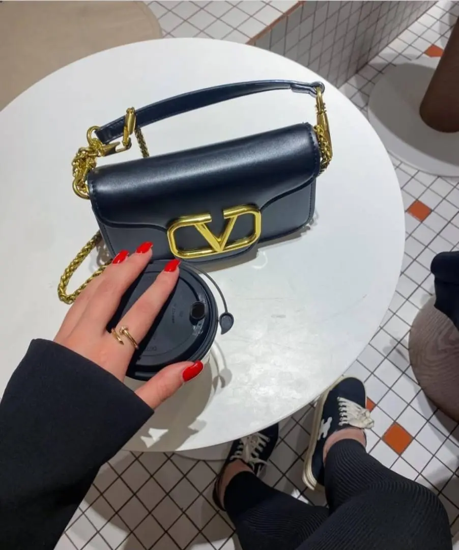 Valentino V Lock Black Small Shoulder Bag With Original Box - Image 5