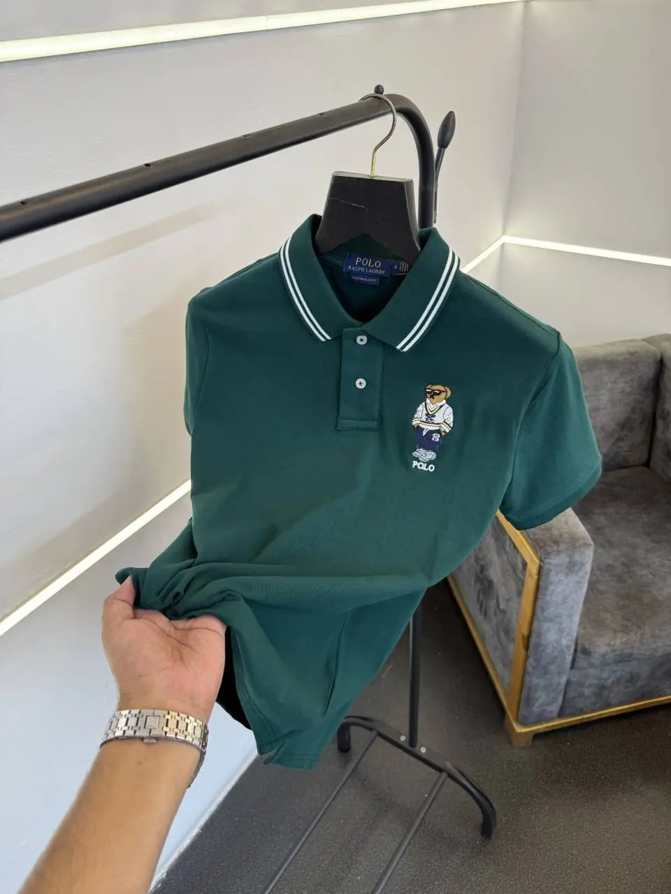 Ralph lauren embroidery logo imported polo tshirt bottle green - Image 2