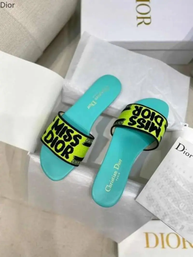 Miss Dioor Premium Dway Slide With OG Box & Carry Bag (Yellow Green - 1062)