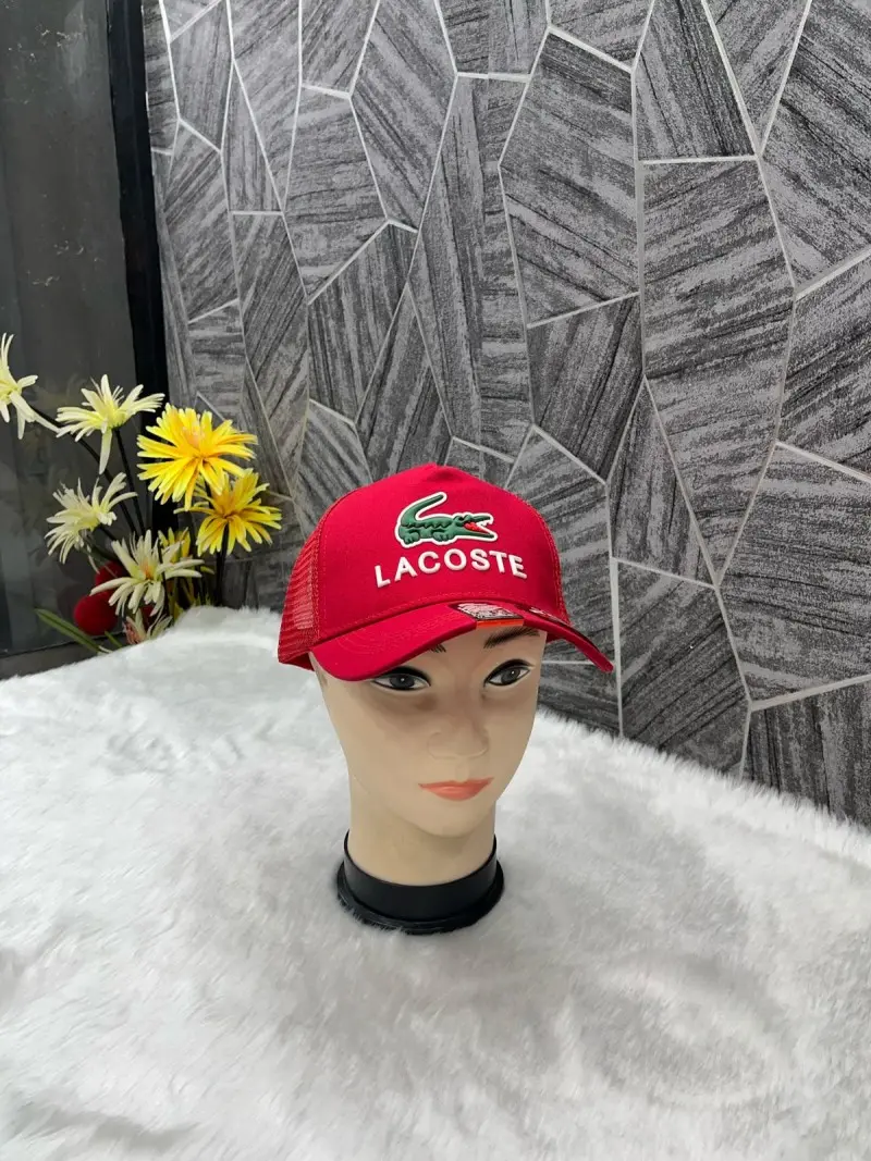 Lacoste Crocodile Front Logo Net Premium Unisex Cap With Safety Box (Red) - Image 5