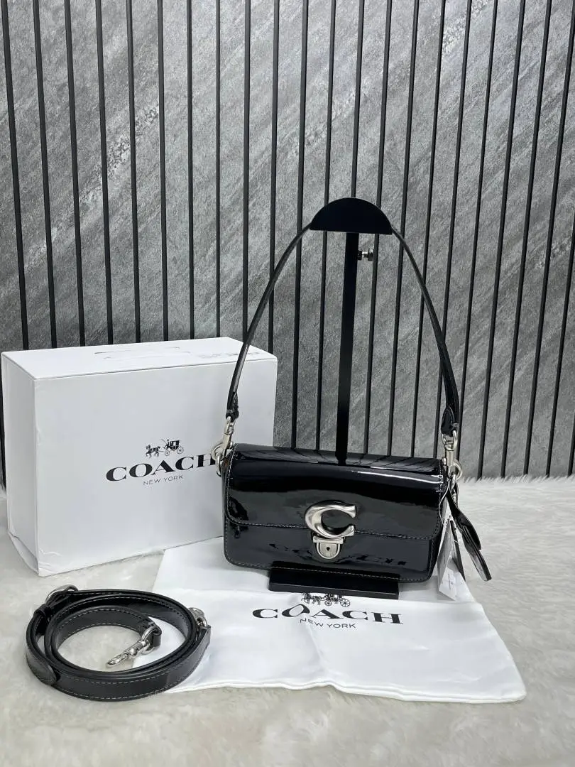 Coach Studio Baguette Patent-Black Leather With OriginalBox DustCover Tags - Image 6