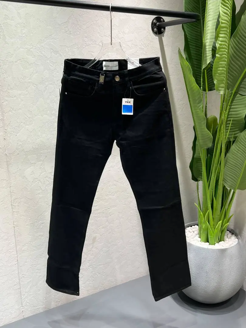 Ami Black Straight Fit Premium Imported Fabric Denim with Back pocket Metal Logo Design 4588 - Image 2