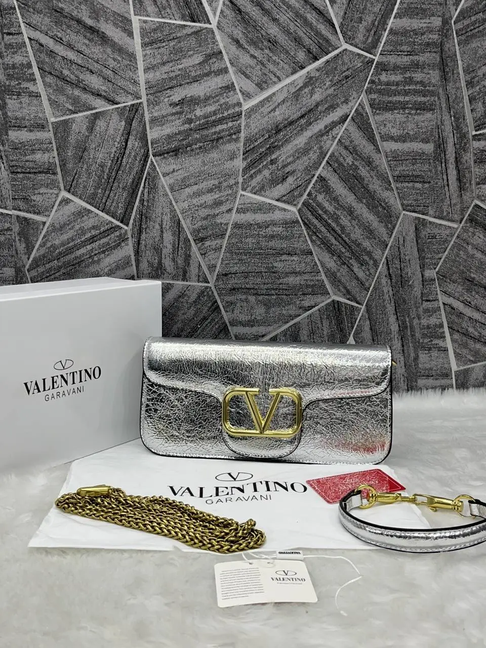 Valentino V Logo Long Shoulder Bag Clutch With Original Packing