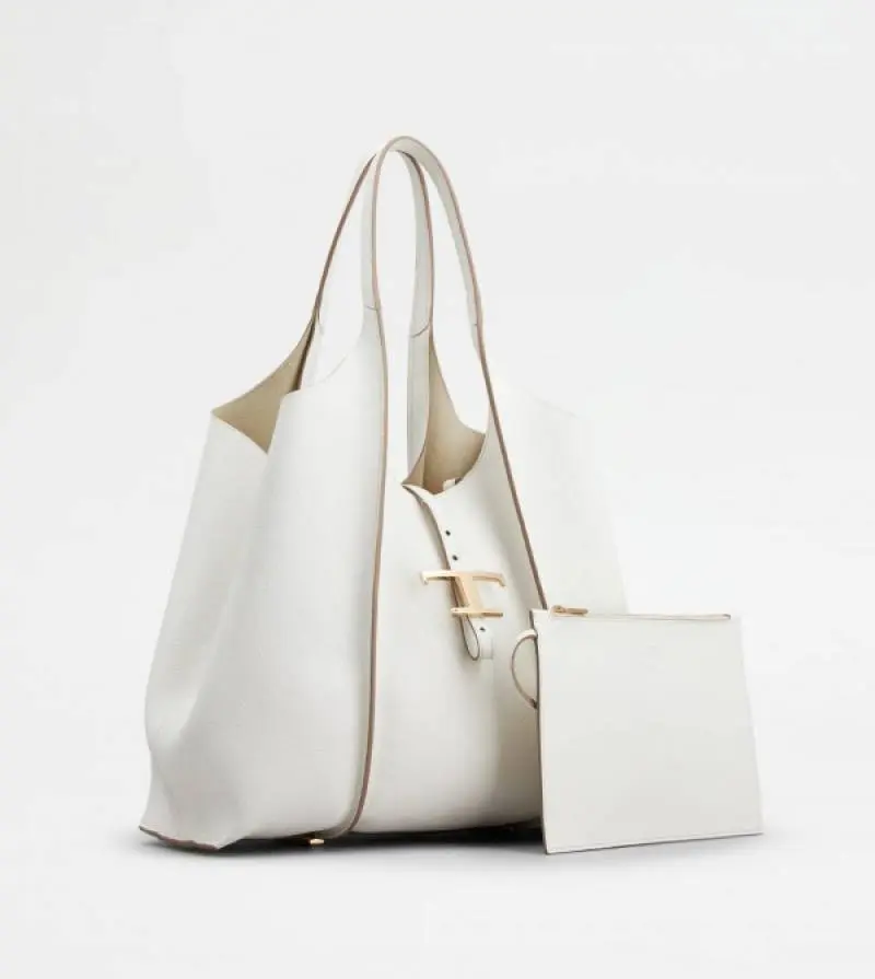 Todds T Timeless Premium Quality Leather Bag With Extra Pouch & OG Magnetic Box With Dust Bag (White - 445) - Image 5