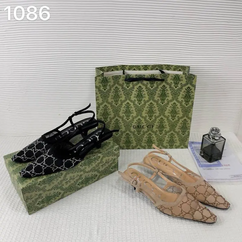 Gucci GG Mesh Slingback Pumps With Crystals With OG Box & Carry Bag Black 1806 - Image 3