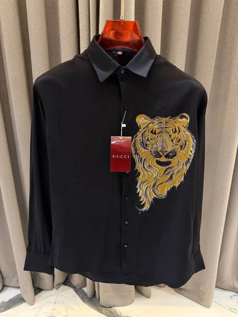 Gucci Tiger Diamond Logo Full Sleeves Shirt Black - Image 3