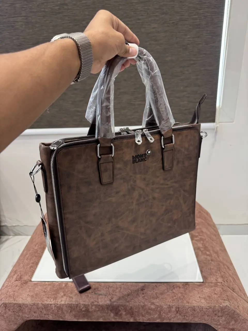 Mont Blanc Premium Laptop Bag X Office Bag M93009-5 Brown - Image 5