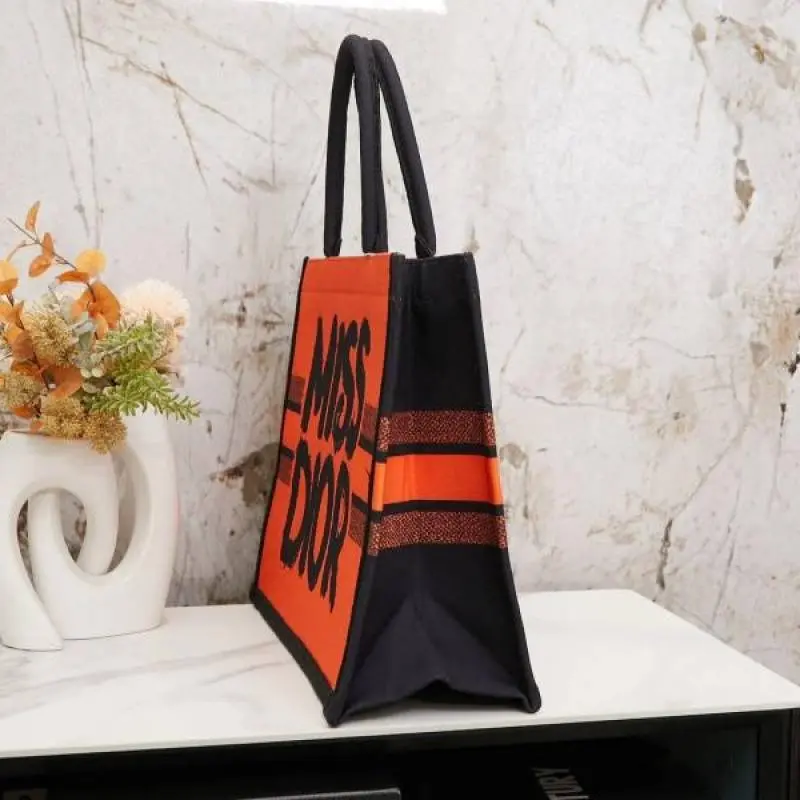 Miss Dioor Graffiti Book Large Tote With OG Box & Dust Bag & Scarf (Orange - 1031) - Image 3