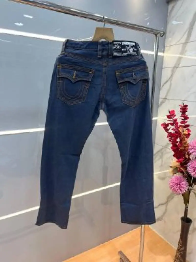 True Religion Blue Straight fit Premium Imported Stretchable Lycra Fabric Denim with Back Pocket Embroidered Design 4172 - Image 6