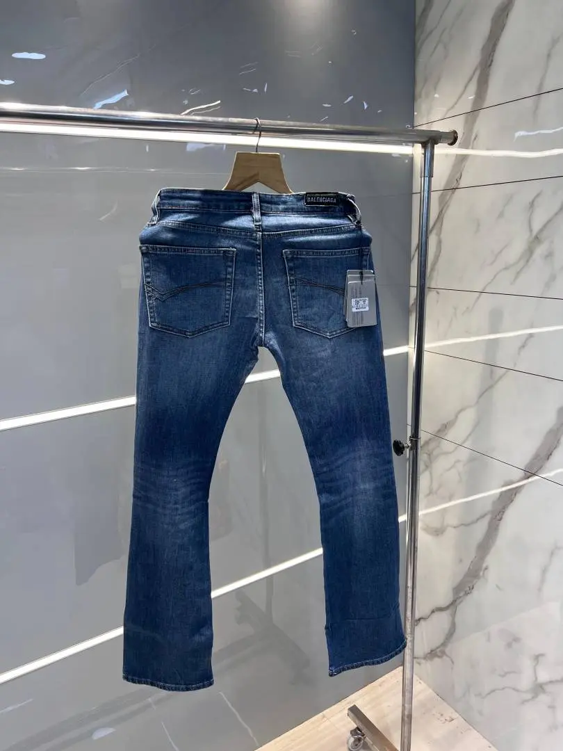 Balenciaga a Light Shade Premium Imported Stretchable Lycra Fabric Boot Cut Denim with Embroidered Design 2954 - Image 3