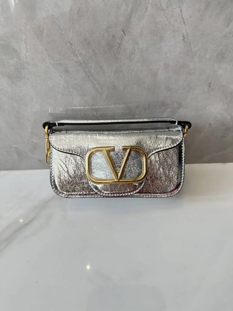 Valentino V Lock Silver Small Shoulder Bag With Original Box - Image 7