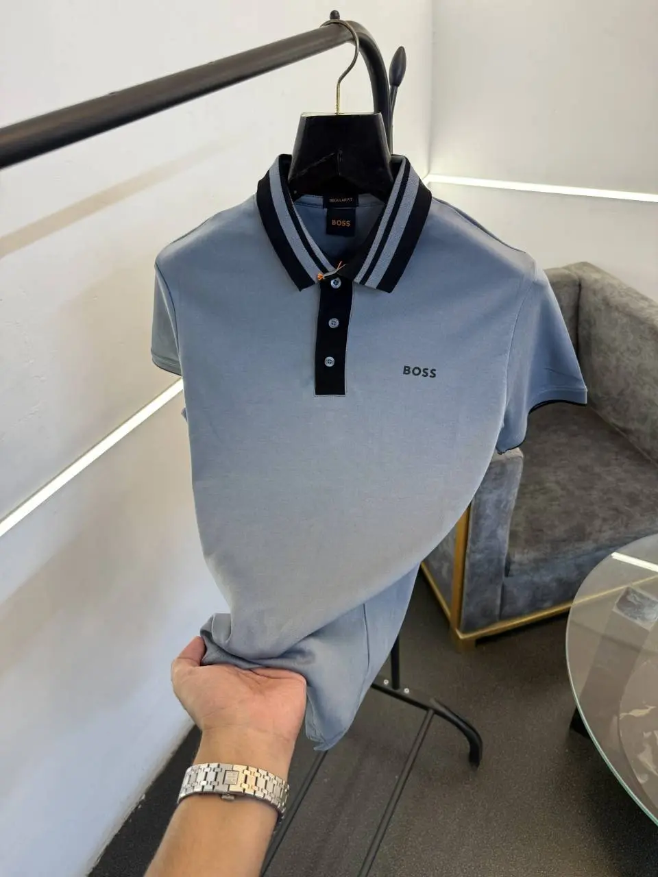 Hugo bos imported polo tshirt grey - Image 2