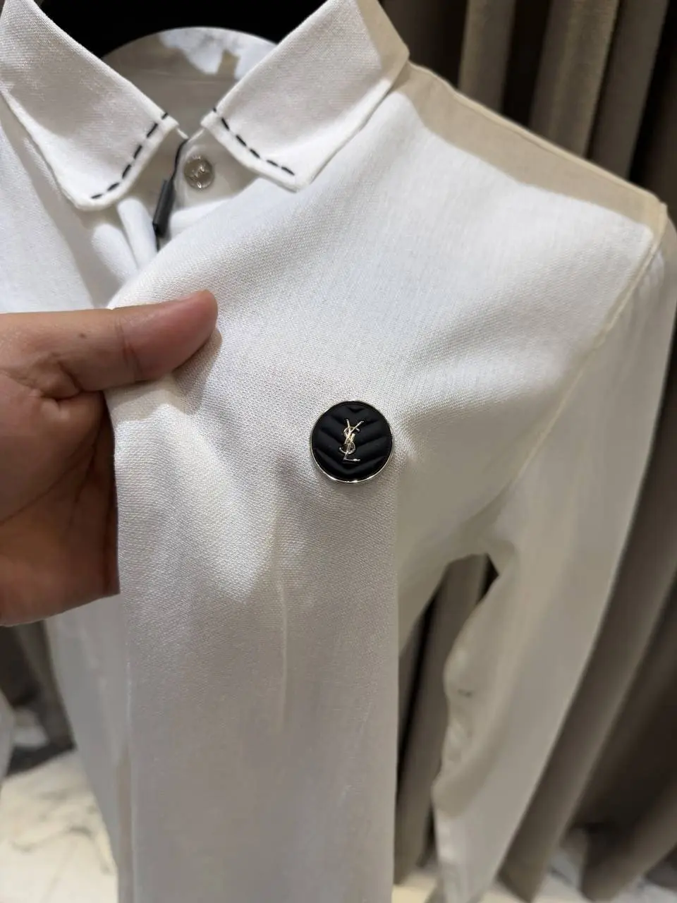 YSL White Premium imp Linen Shirt - Image 4