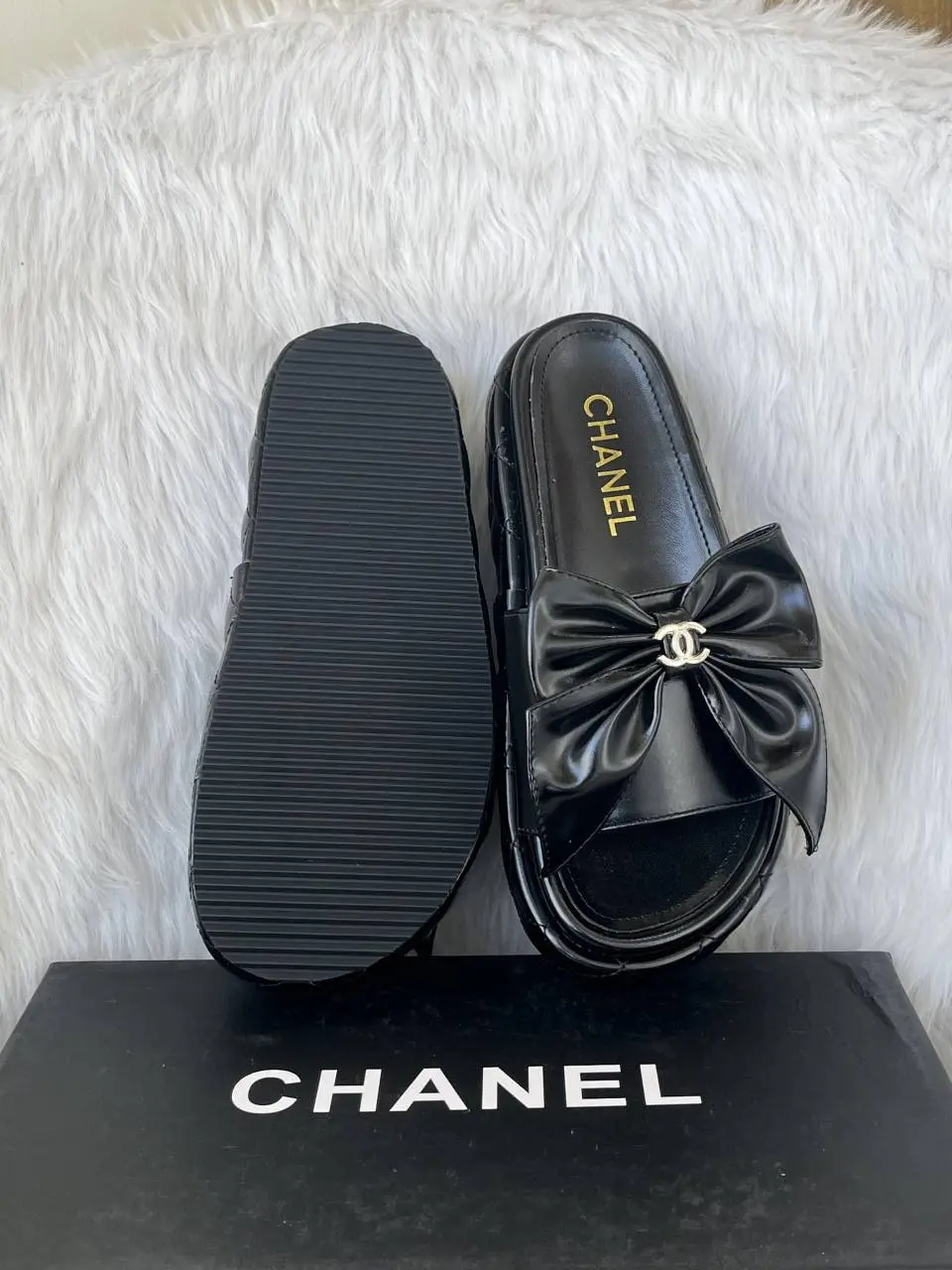Chanel Bow Fixprice Platform Slides With OriginalBox - Image 4