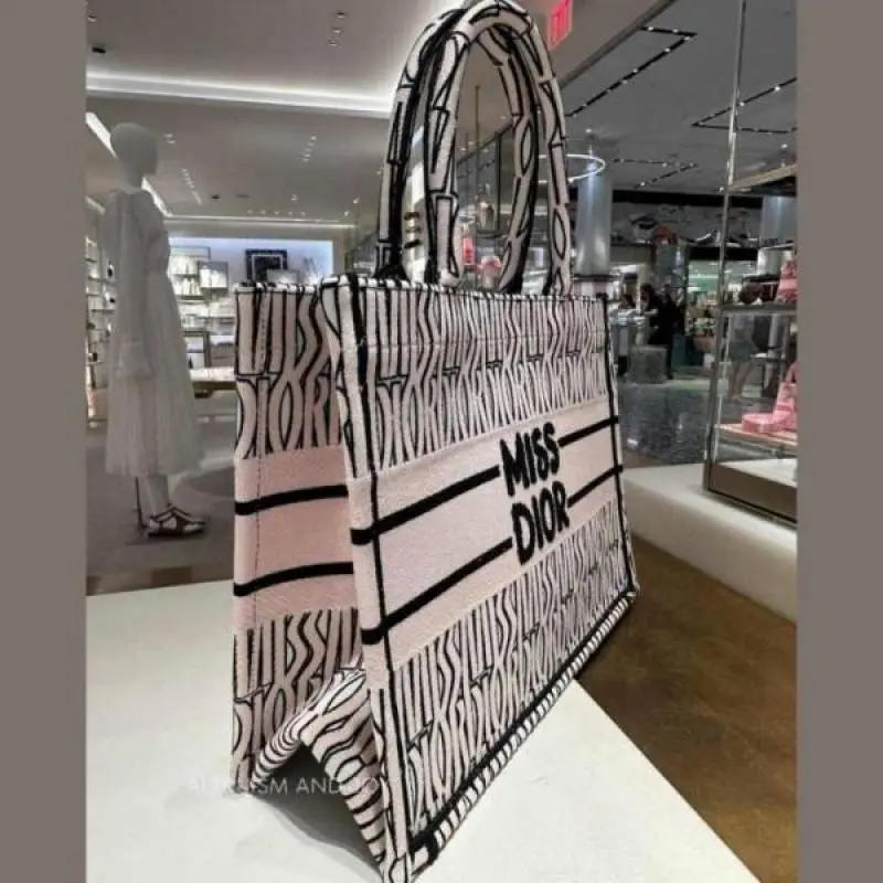 Miss Dioor Book Large Tote With OG Box & Dust Bag & Scarf (L Pink - 1033) - Image 3