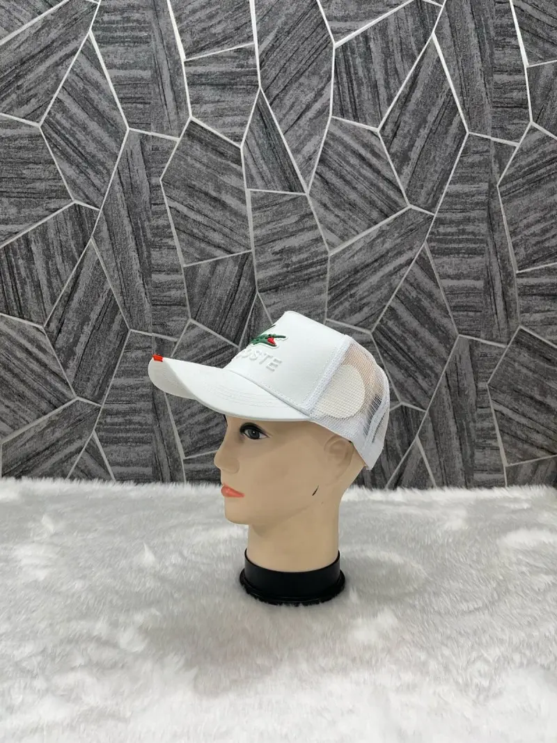 Lacoste Crocodile Front Logo Net Premium Unisex Cap With Safety Box (White) - Image 3