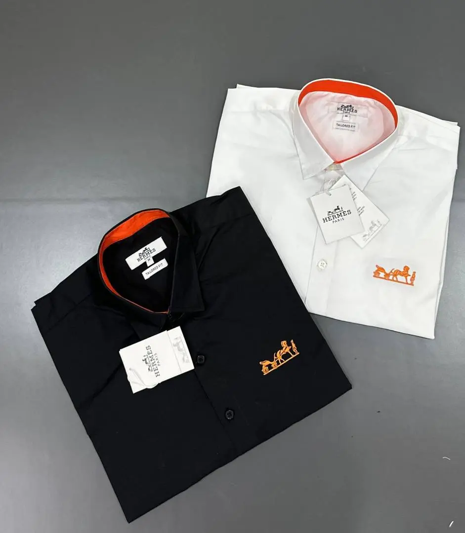 Hermes Chest Logo Full Sleeves Shirt Black - Image 7