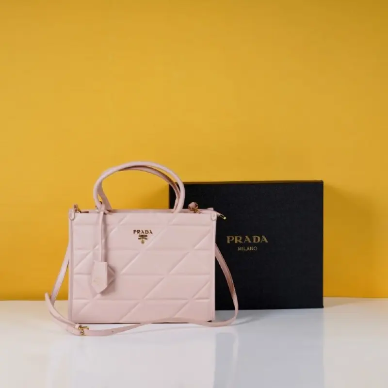 Prada Leather Symbole Tote Bag With OG Box & Dust Bag (Pink-894) - Image 4