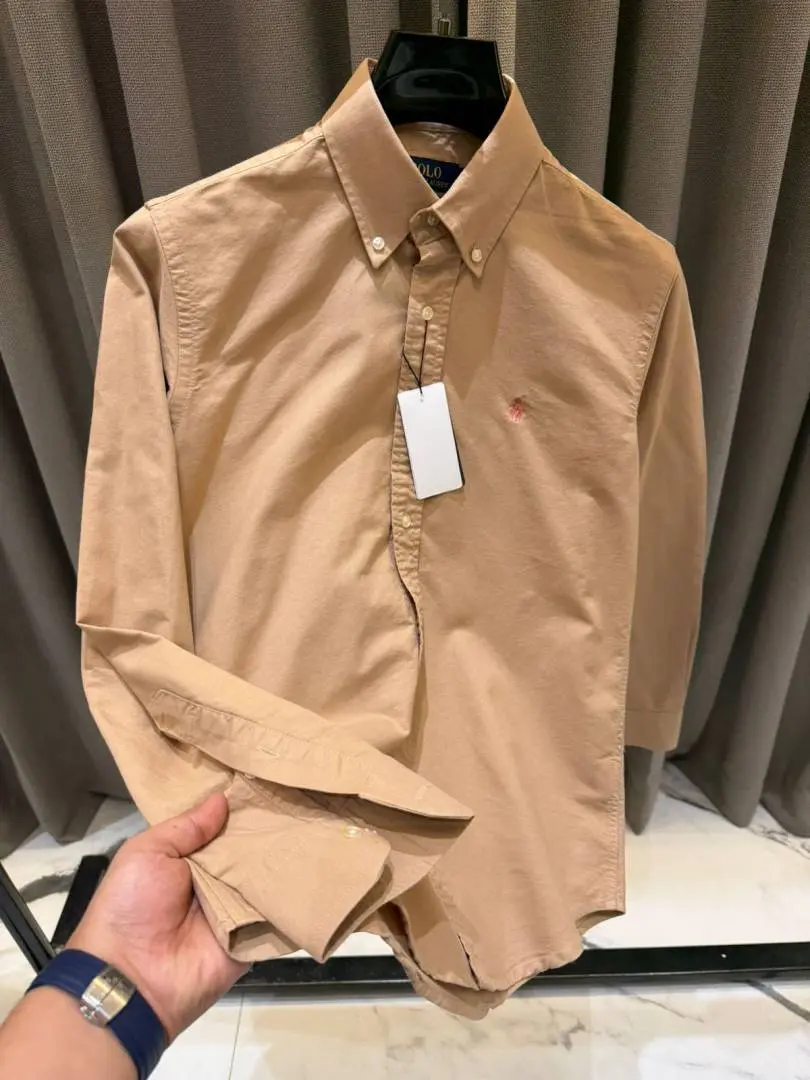 Ralph Lauren Chest Logo Full Sleeves Shirt Coffee - Image 3