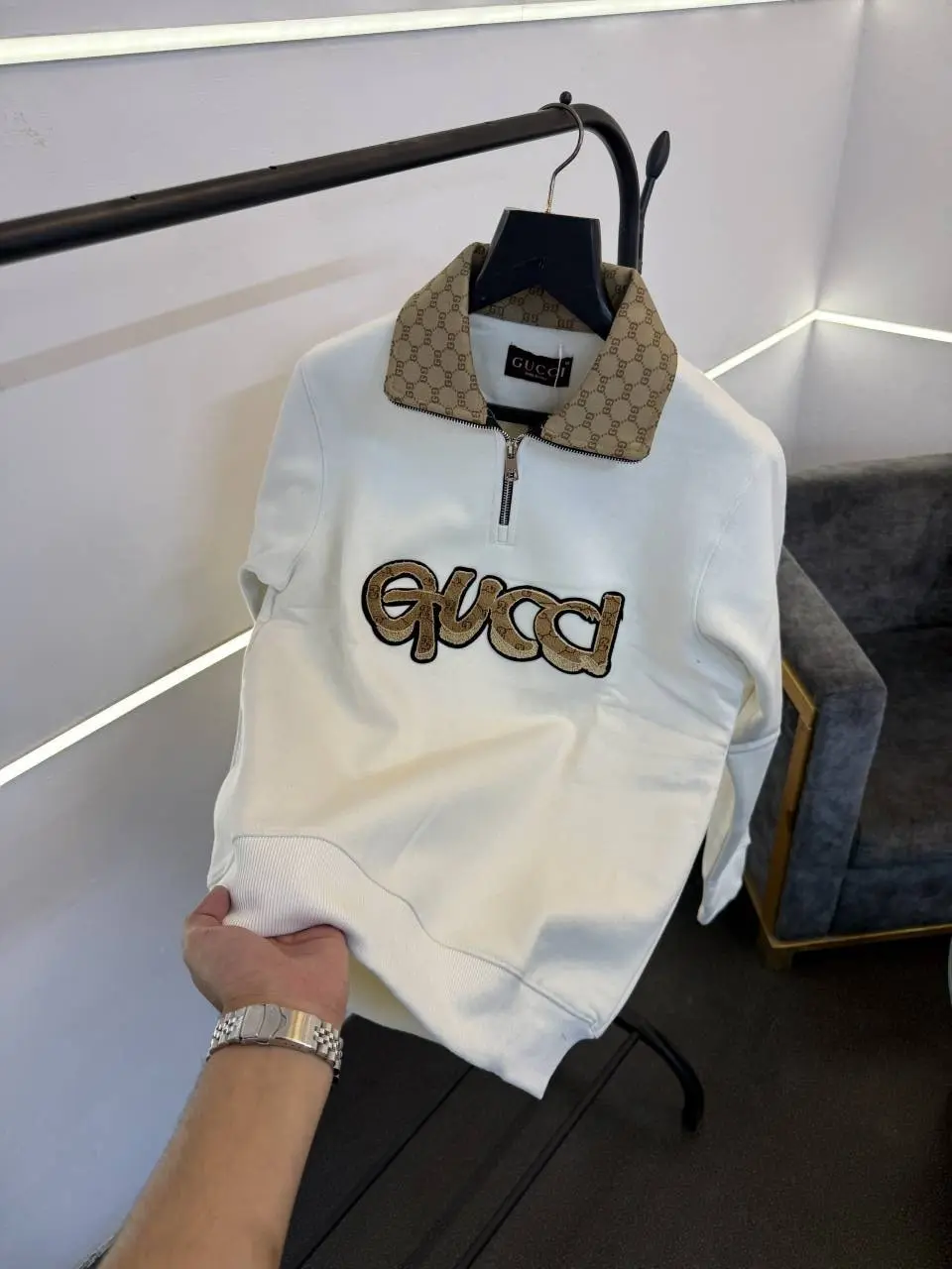 Gucci imported half zip imported sweatshirt cream - Image 2
