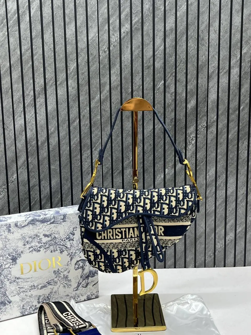 Dior Saddle Oblique Blue Monogram With OriginalBox - Image 6