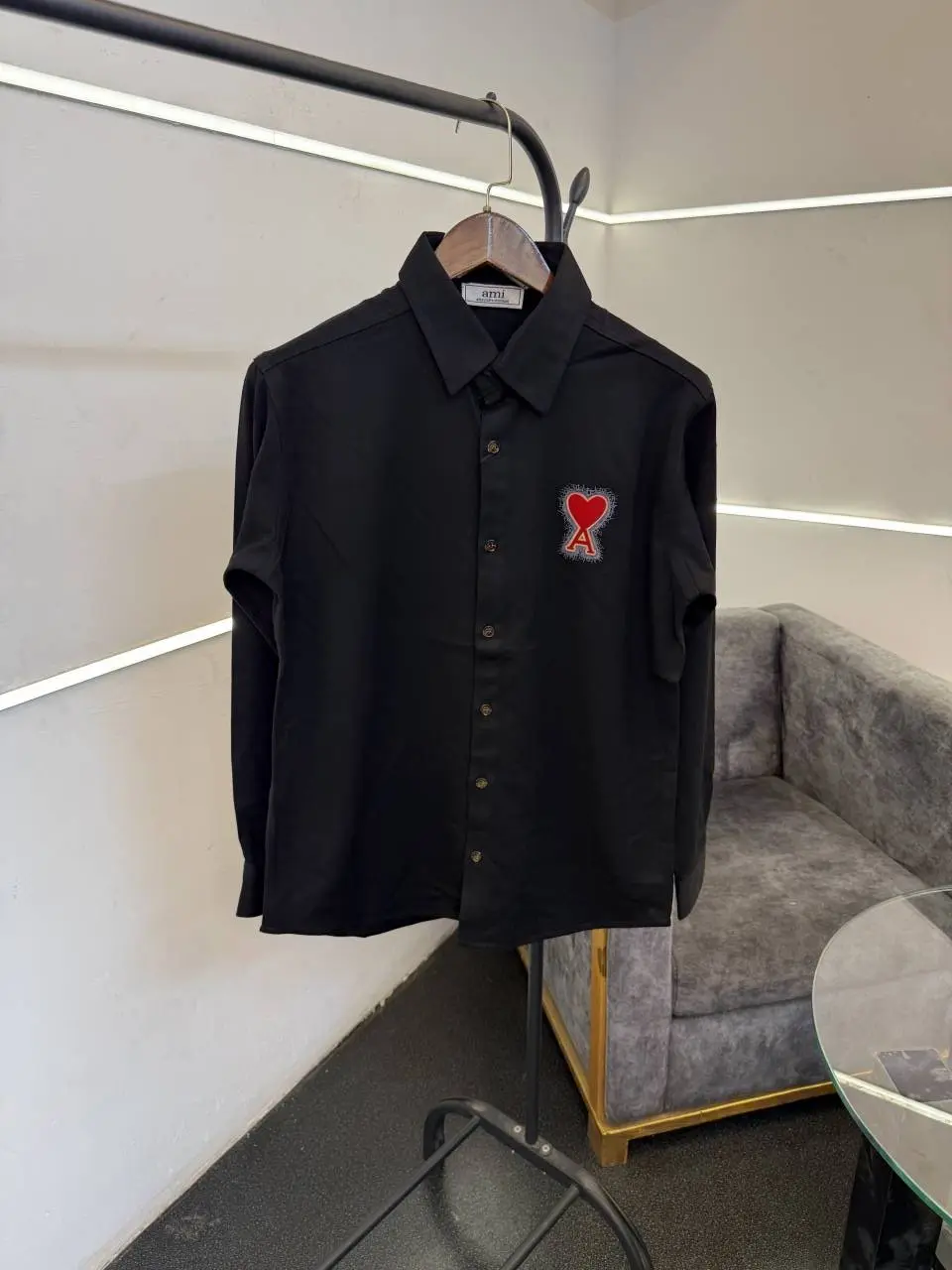 Ami black denim style imported shirt with front and back pattern