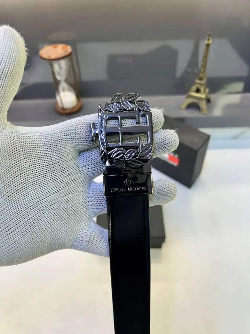 Tommy Hilfigar Glossy Black Premium Quality Belt Fa 845 - Image 3