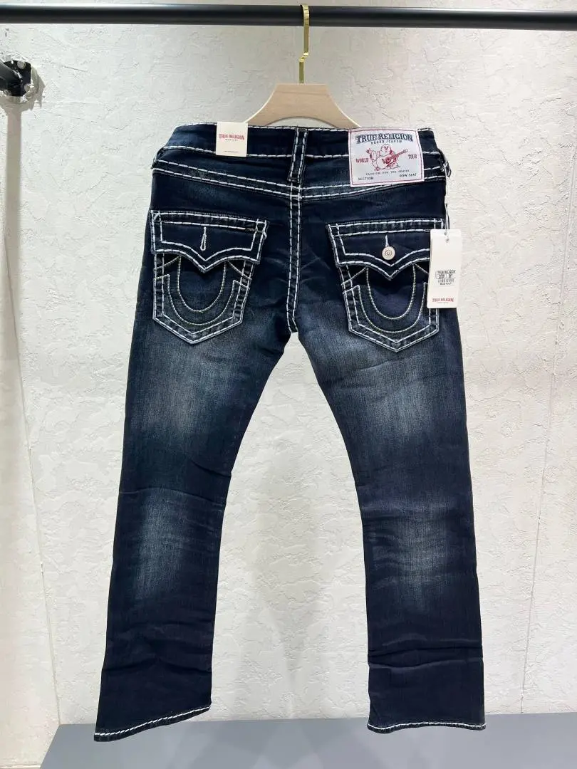 True Religion Blue Shade Bootcut Fit Premium Imported Fabric Denim with Back Flap pockets and Embroidered work 4541-4600 - Image 5